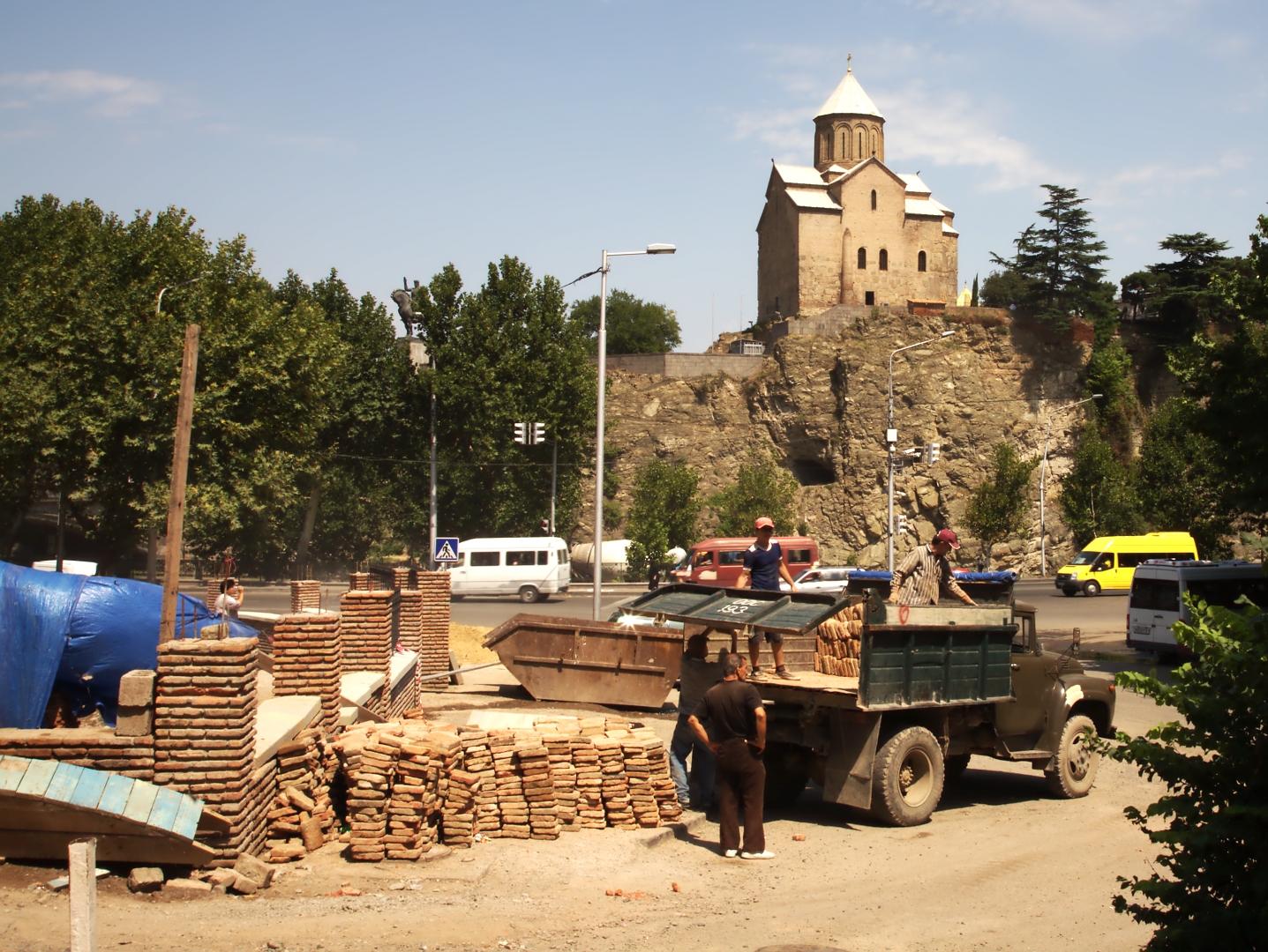 Construction workers in Tbilisi